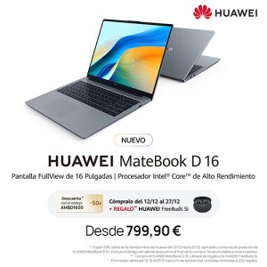Huawei presenta el MateBook D 16 2024 el nuevo portátil de alto rendimiento y cuerpo ligero