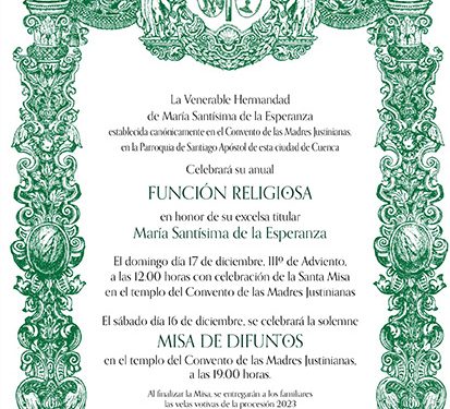 La V. H. de María Santísima de la Esperanza celebra este fin de semana sus solemnes Cultos anuales