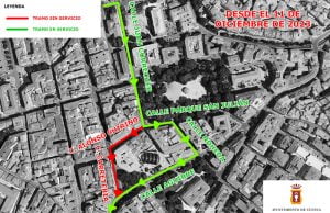 Los autobuses y taxis dejan de pasar por Alonso Chirino y Carretería para desviarse desde Parque de San Julián por C Noheda hacia C Aguirre