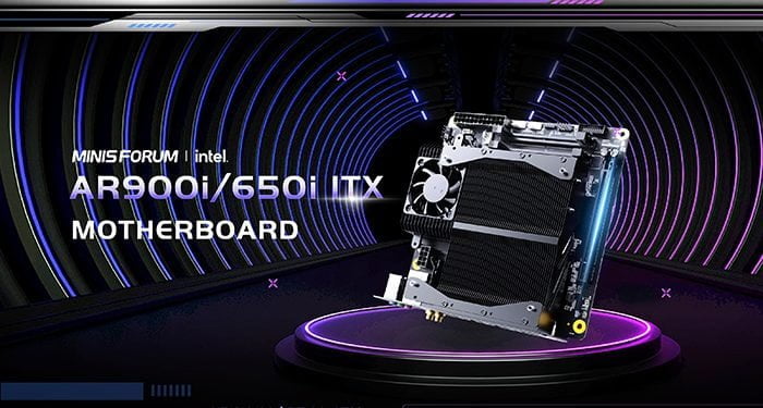 Minisforum AR900i la placa base Ultimate MoDT con Intel i9 13900HX integrada con cuatro ranuras M.2