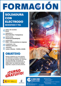 Últimas plazas para el curso  de soldadura con electrodo revestido y tig de CEOE-Cepyme Guadalajara