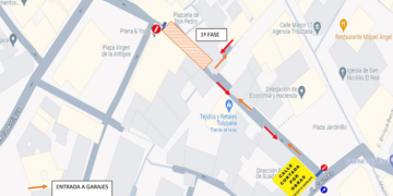 Comienzan las obras de la red de agua en la calle Cervantes con cortes de tráfico y regulación de acceso a los garajes