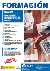 CEOE-Cepyme Guadalajara abre el plazo de inscripción del curso de inglés para gestión administrativa en la relación con el cliente