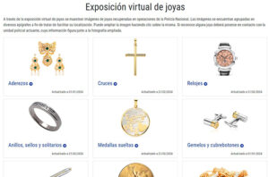 La Policía Nacional expone en su web miles de joyas y objetos de valor recuperados en operaciones policiales
