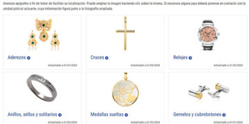 La Policía Nacional expone en su web miles de joyas y objetos de valor recuperados en operaciones policiales