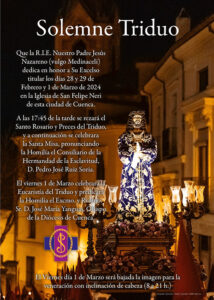 La R.I.E. de Ntro. Padre Jesús Nazareno (vulgo Medinaceli) celebra la veneración de la talla este viernes, 1 de marzo