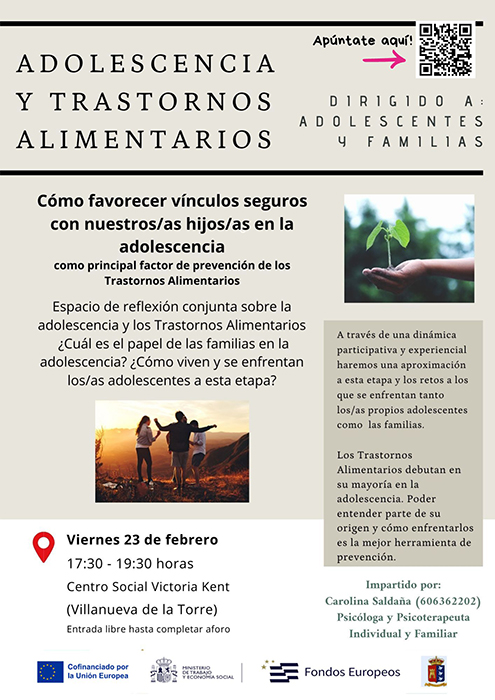 Villanueva de la Torre acoge el viernes un taller gratuito sobre adolescencia y trastornos alimentarios