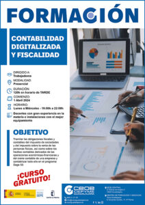 Últimas plazas para el curso gratuito de contabilidad digitalizada y fiscalidad de CEOE-Cepyme Guadalajara