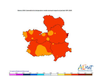 La AEMET califica febrero como un mes muy cálido con una anomalía de la temperatura de 2,4 grados