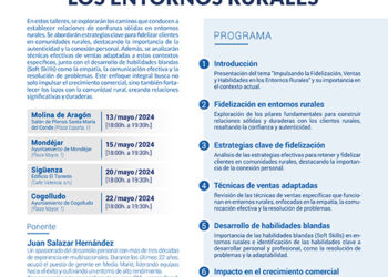 CEOE-Cepyme Guadalajara organiza un ciclo de jornadas formativas tituladas impulsando la fidelización, centas y habilidades en los entornos rurales