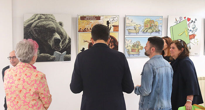 Humor gráfico para describir una biblioteca, en la “León Gil”