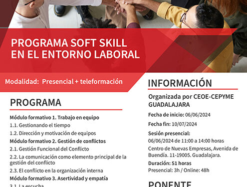 CEOE-Cepyme Guadalajara organiza el programa soft skill en el entorno laboral