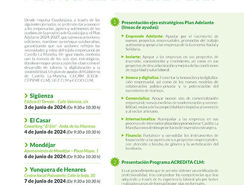 Impulsa Guadalajara organiza cuatro jornadas informativas sobre las ayudas a empresas, pymes y autónomos del Plan Adelante 2024-2027 1 Impulsa Guadalajara organiza cuatro jornadas informativas sobre las ayudas a empresas, pymes y autónomos del Plan Adelante 2024-2027