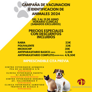 Comienza una nueva campaña municipal de vacunación de mascotas en Azuqueca
