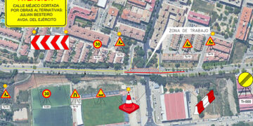 Cortes de tráfico en la calle Méjico a partir de este lunes, 17 de junio, por reparación del puente sobre Julián Besteiro