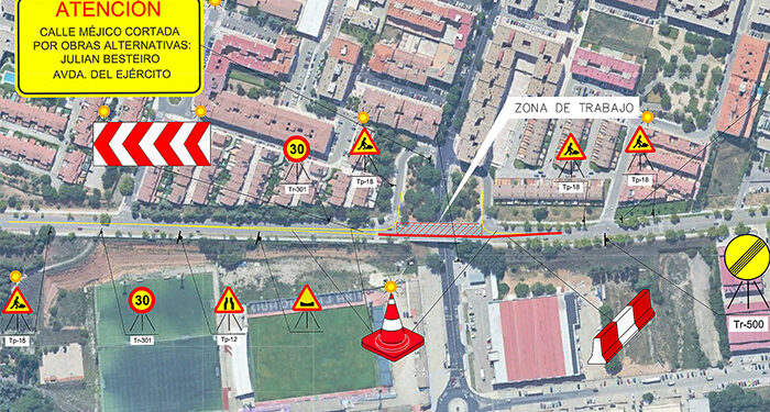 Cortes de tráfico en la calle Méjico a partir de este lunes, 17 de junio, por reparación del puente sobre Julián Besteiro