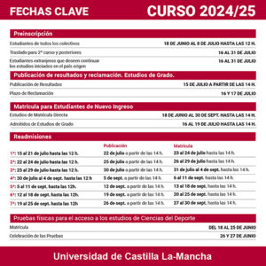 La UCLM abre el 18 de junio la preinscripción en estudios de grado para el curso 2024-2025