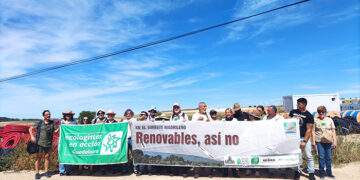 Marcha de protesta en Almoguera contra la proliferación de parques fotovoltaicos en la comarca