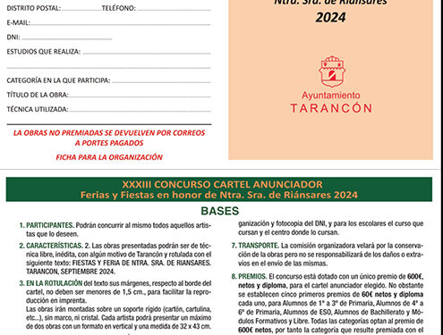 Convocado el XXXIII Concurso Cartel Anunciador de las fiestas patronales de Tarancón 1 Convocado el XXXIII Concurso Cartel Anunciador de las fiestas patronales de Tarancón