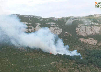 Nueve medios, seis de ellos aéreos, y 31 personas luchan contra el fuego en Cantalojas