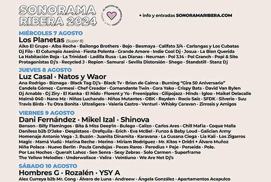 Ya se conoce el cartel por días de Sonorama 2024 1 Ya se conoce el cartel por días de Sonorama 2024