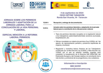 CEOE-Cepyme Tarancón acoge el próximo miércoles una charla sobre adaptación de jornada para la conciliación