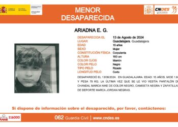 Se busca a Ariadna, desaparecida en Guadalajara el pasado día 13 de agosto
