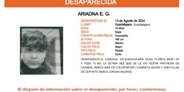 Se busca a Ariadna, desaparecida en Guadalajara el pasado día 13 de agosto