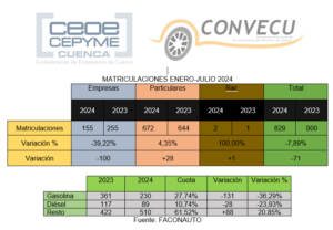 Matriculaciones enero julio 2024