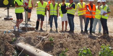 La subdelegada del Gobierno de España visita las obras de la Confederación Hidrográfica del Júcar en Iniesta