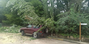 La tormenta causa destrozos en la localidad de El Tobar