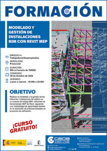 Abierto el plazo de inscripción para el curso gratuito de Modelado y gestión de instalaciones BIM con Revit MEP de CEOE-Cepyme Guadalajara