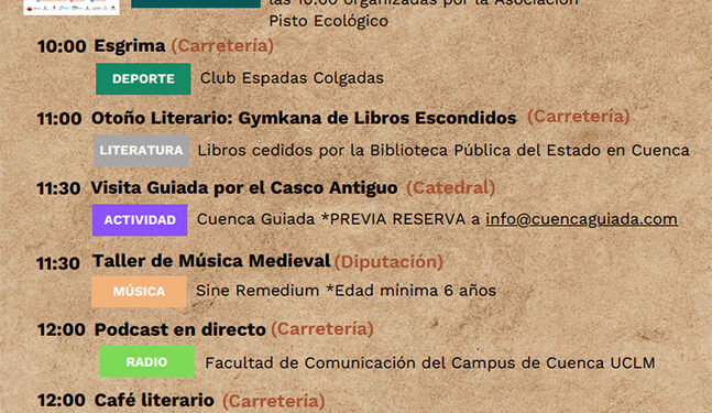 Programa del Festival Otoño en Cuenca para el fin de semana 1 Programa del Festival Otoño en Cuenca para el fin de semana