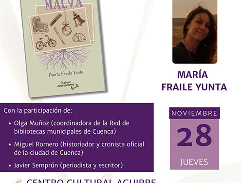 La Biblioteca Municipal del Centro Aguirre de Cuenca la presentación del libro Verde y Malva, de María Fraile Yunta