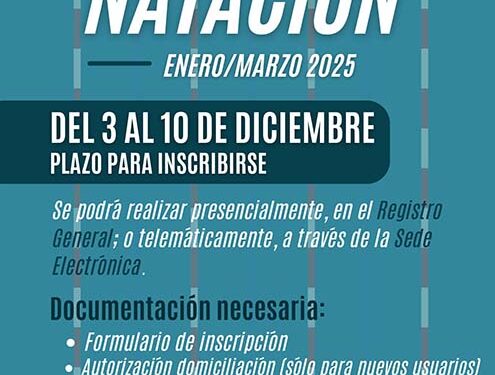 La inscripción al segundo trimestre de los cursos de natación de la piscina municipal de Tarancón estará abierta del 3 al 10 de diciembre 1 La inscripción al segundo trimestre de los cursos de natación de la piscina municipal de Tarancón estará abierta del 3 al 10 de diciembre