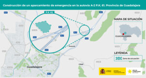 Transportes aprueba provisionalmente el proyecto de trazado de un aparcamiento de emergencia en la A-2 en Guadalajara