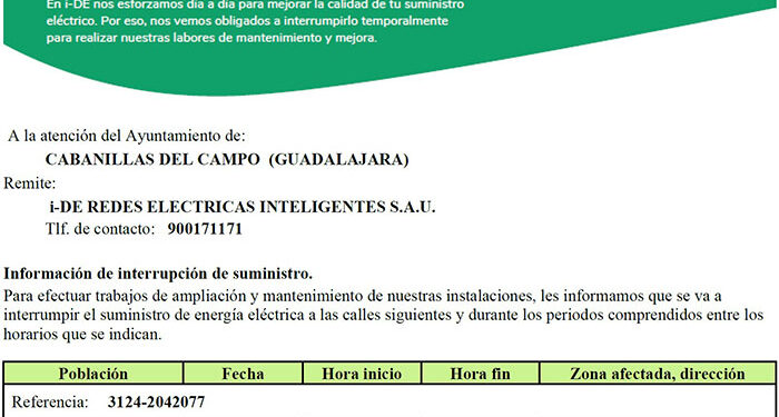 Corte de luz en el polígono de Cantos Blancos de Cabanillas el 23 de diciembre