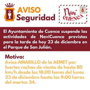 El Ayuntamiento de Cuenca suspende las actividades de NaviCuenca en el Parque de San Julián por las fuertes rachas de viento