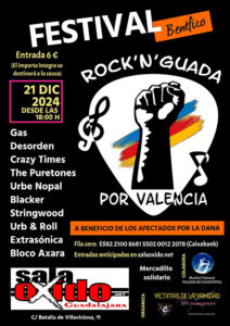 Festival benéfico Rock'N'Guada por Valencia el próximo 21 de diciembre en la sala Óxido