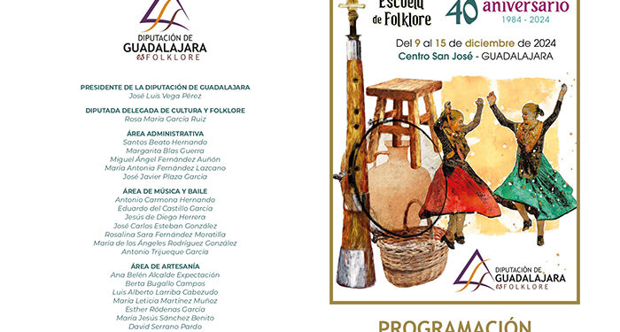 La Escuela de Folklore de la Diputación de Guadalajara celebrará su 40 aniversario con varias actividades públicas la próxima semana 1 La Escuela de Folklore de la Diputación de Guadalajara celebrará su 40 aniversario con varias actividades públicas la próxima semana