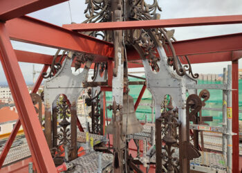 Las obras de rehabilitación del campanario del Ayuntamiento de Guadalajara se prolongarán hasta la próxima primavera