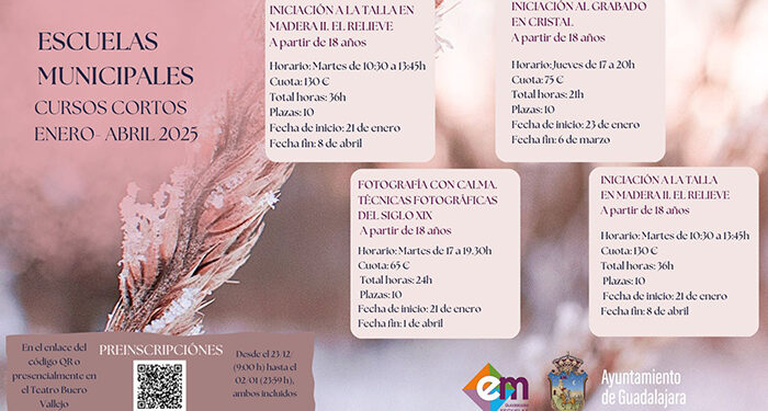 Vuelven los Cursos Cortos de las Escuelas Municipales de Guadalajara