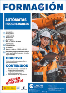 Abierto el plazo de inscripción para el curso gratuito de autómatas programables de CEOE-Cepyme Guadalajara