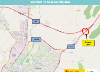 Afectaciones al tráfico en la autovía A-2 por las obras de rehabilitación del paso superior del kilómetro 61