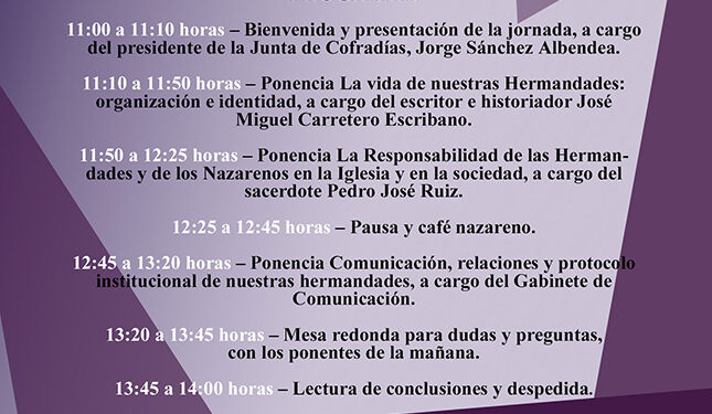 La Junta de Cofradías celebra este sábado la I Jornada de Convivencia y Formación para Hermandades de nuestra Semana Santa