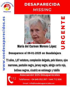 Se busca a María del Carmen Moreno, desaparecida desde el día 6 en Guadalajara