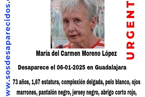 Se busca a María del Carmen Moreno, desaparecida desde el día 6 en Guadalajara 1 Se busca a María del Carmen Moreno, desaparecida desde el día 6 en Guadalajara