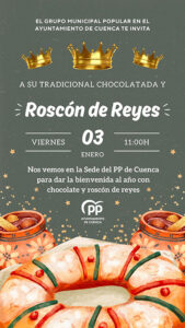 Tradicional bienvenida al año con chocolate y roscón por parte del PP en el Ayuntamiento de Cuenca