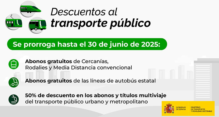 Transportes activa desde este jueves la venta de los abonos de tren y autobús con descuentos de hasta el 100%