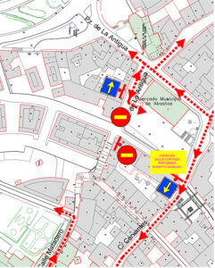 El cruce de la calle Ángel Martín Puebla con la Plaza de la Virgen de la Antigua se cierra desde este lunes por las obras